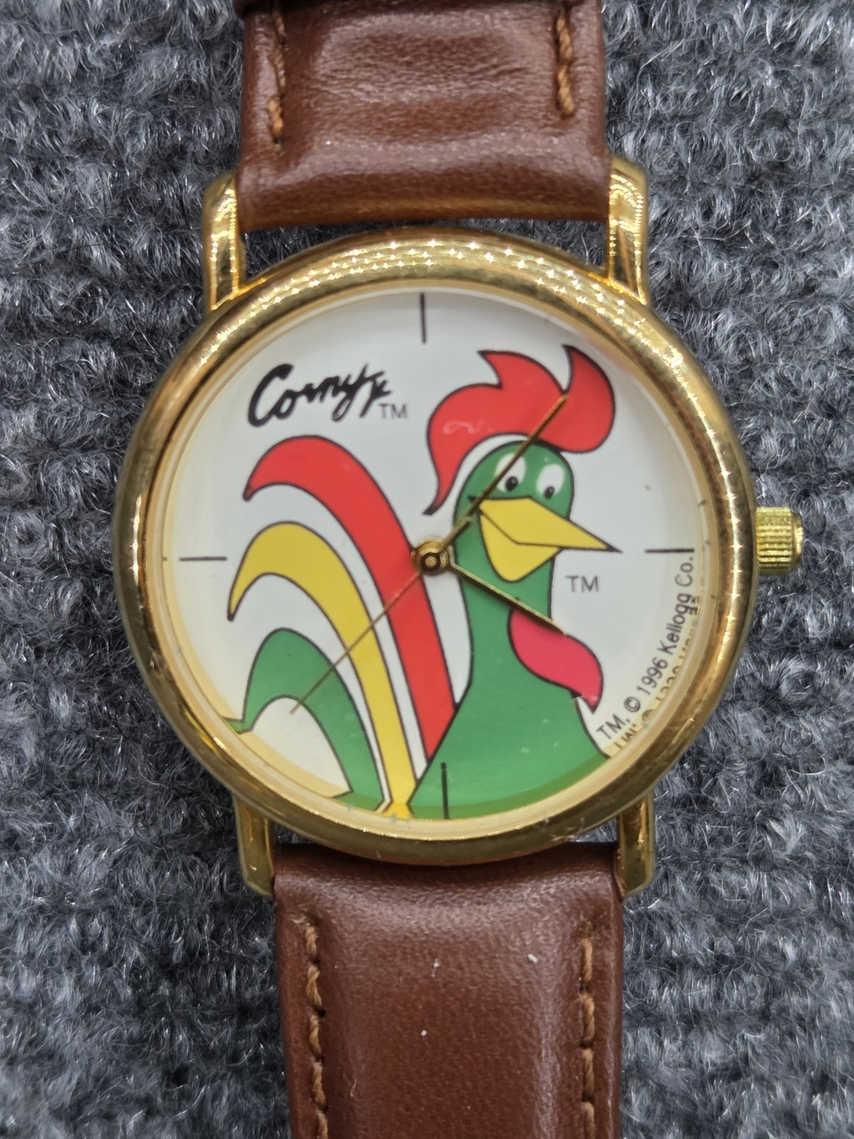 Vintage 1996 Unisex Kellogg’s Corn Flakes «Corny» Gold Tone 33mm Watch New Bat