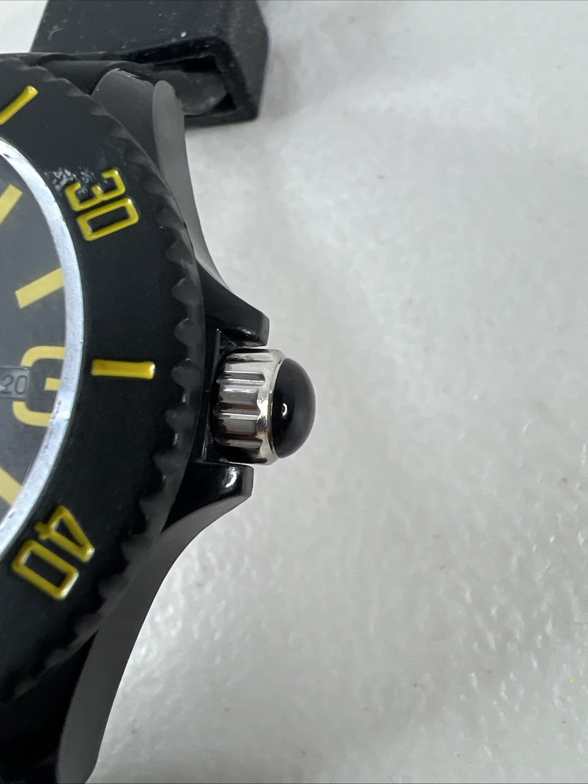 40NINE 46mm Quartz Watch with Black/Yellow Dial and Black Silicone Rubber Strap