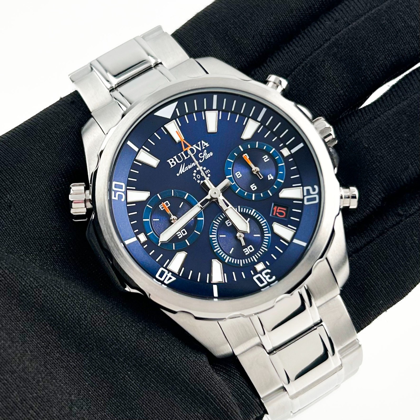 New-Bulova Men’s 96B256 Marine Star Blue Dial six-hand chronograph Quartz Watch