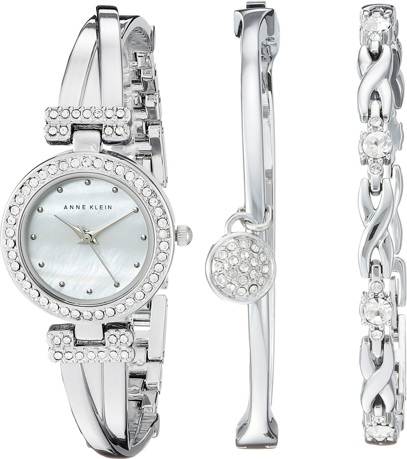 Anne Klein Women’s Premium Crystal Accented Bangle Watch and Bracelet Set