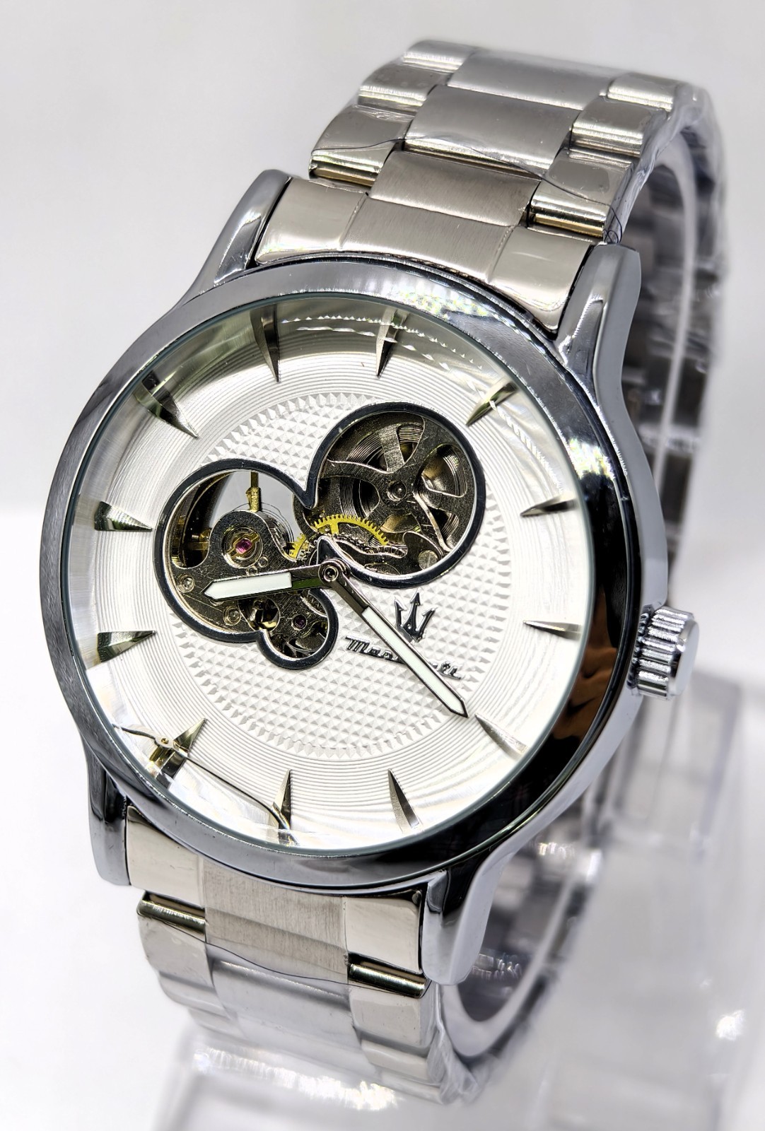 Fabulous Maserati Automatic White Dial Silver Band Analog Men’s Wrist Watch