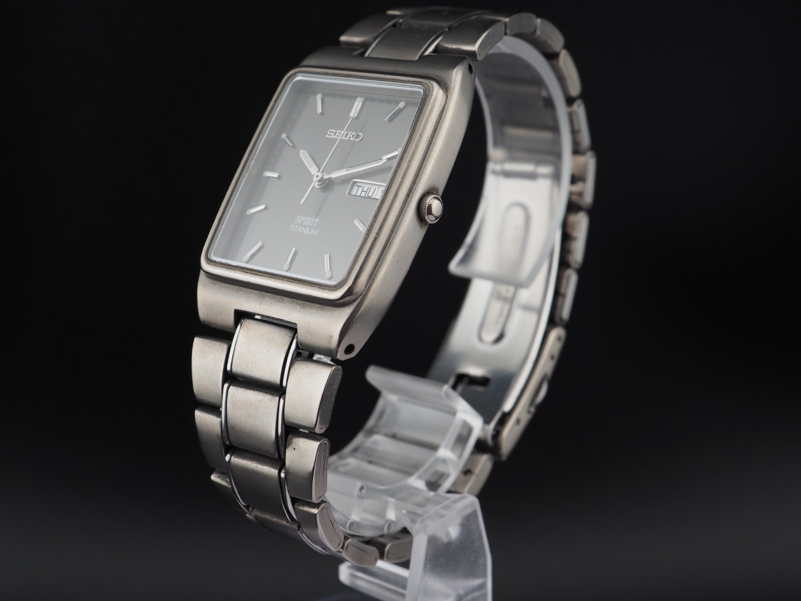 Vintage 1995 N MINT Seiko Spirit 7N33-5A30 Tank Titanium Quartz Mens Watch JAPAN