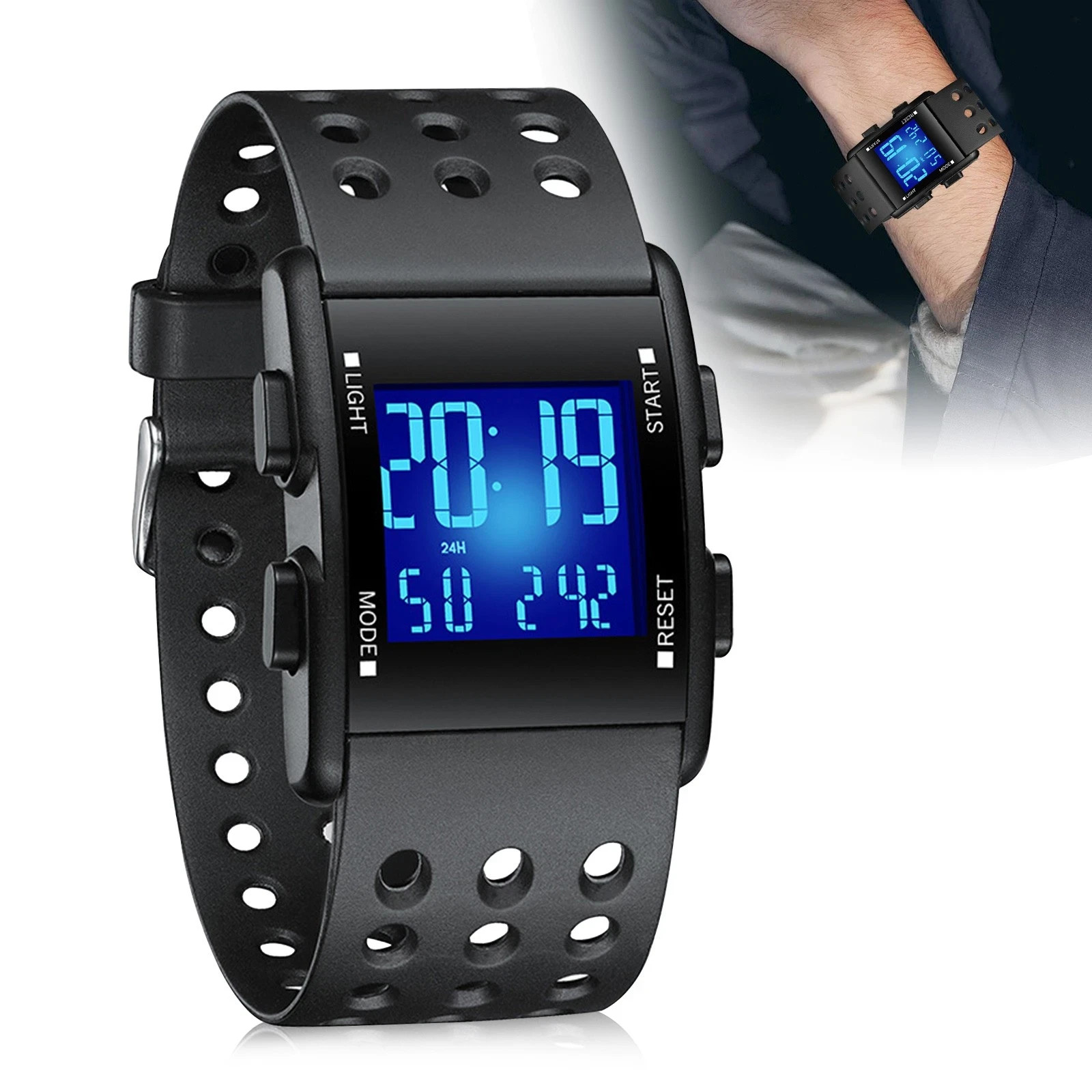 Men Digital Sports Watch Military Waterproof LED Backlight Stopwatch Wristwatch