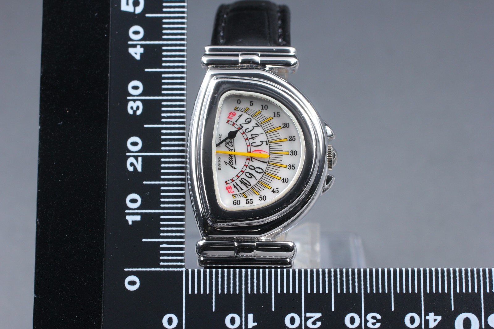 Vintage [Exc+5] Jean d’eve Sectana Silver 24mm Yellow Women’s Quartz Watch JAPAN