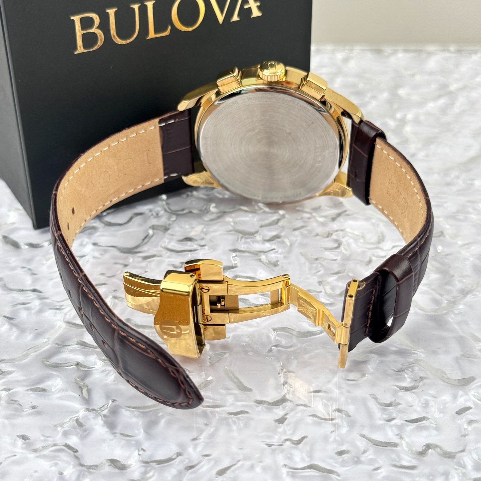 Bulova Men’s Classic Wilton White Dial Leather Strap Chronograph Watch 97B169