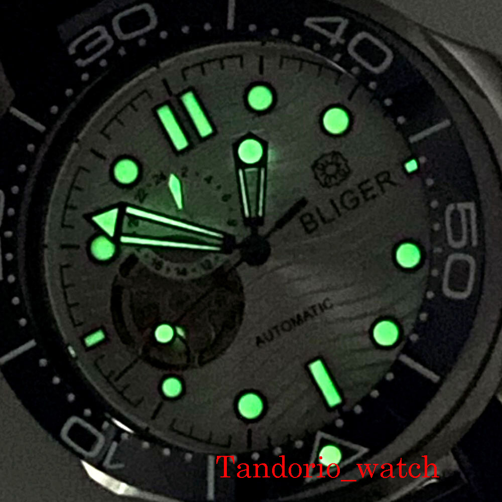 BLIGER 41MM White Dial NH39 Automatic Mens Watch Sapphire Glass Rubber Strap