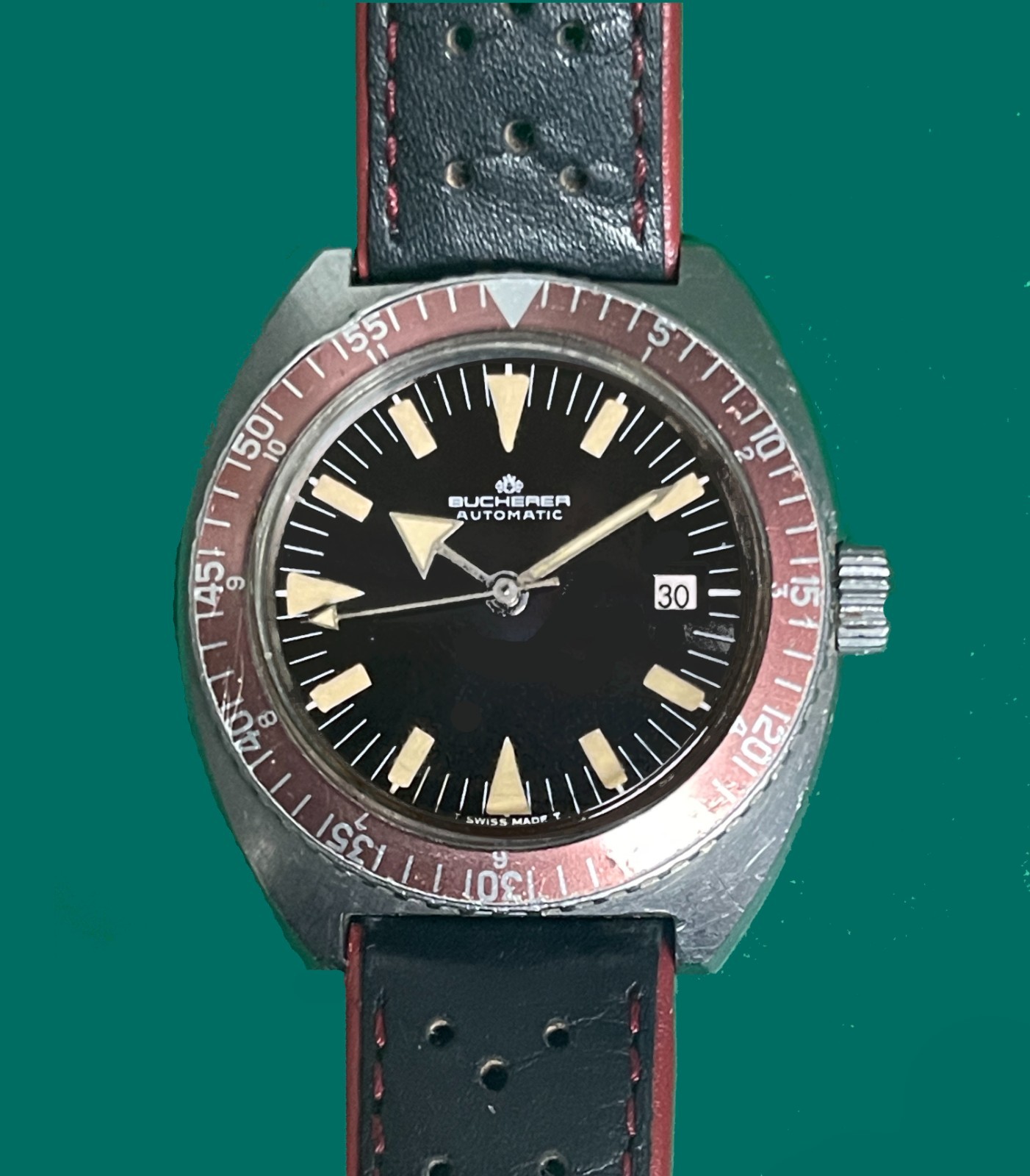 Vintage 1970’s BUCHERER Automatic Divers Large 41mm Swiss Made Watch