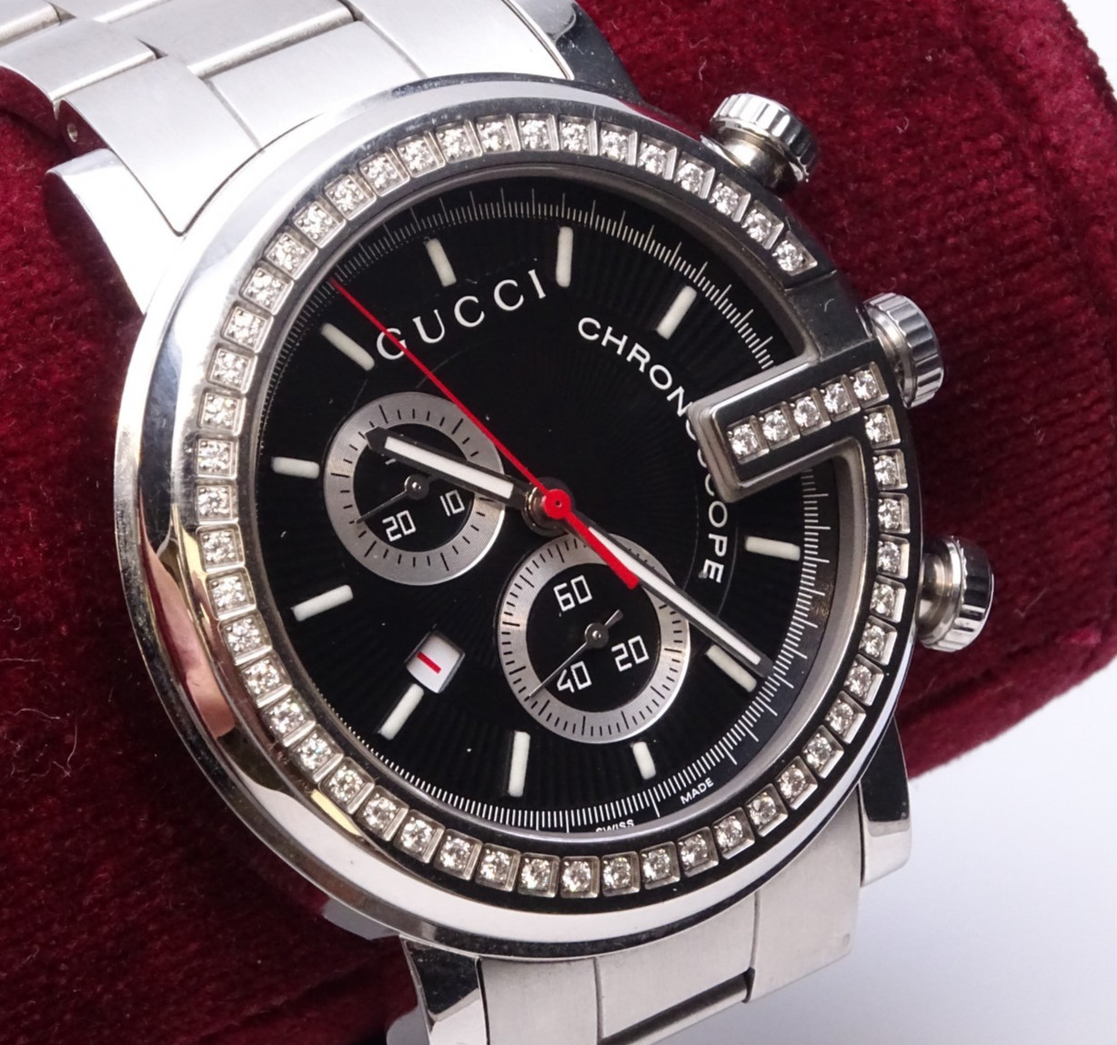 Men’s Gucci 101m G Chrono FActory Set Diamond Watch 44mm (17570-Watch-MYS)