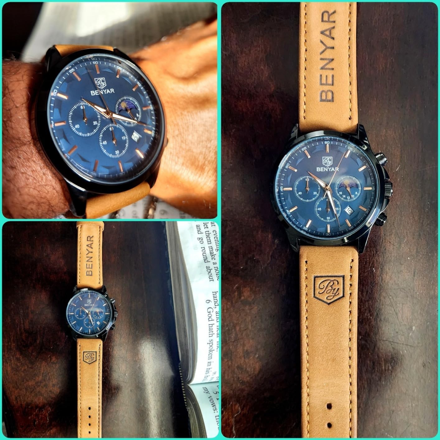 BENYAR Mens Watches Analog Quartz Chronograph Waterproof Wrist Watches