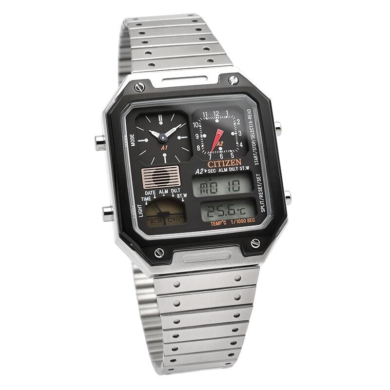 CITIZEN COLLECTION JG2126-69E RECORD LABEL Thermo Sensor Watch Ana-Digi Temp