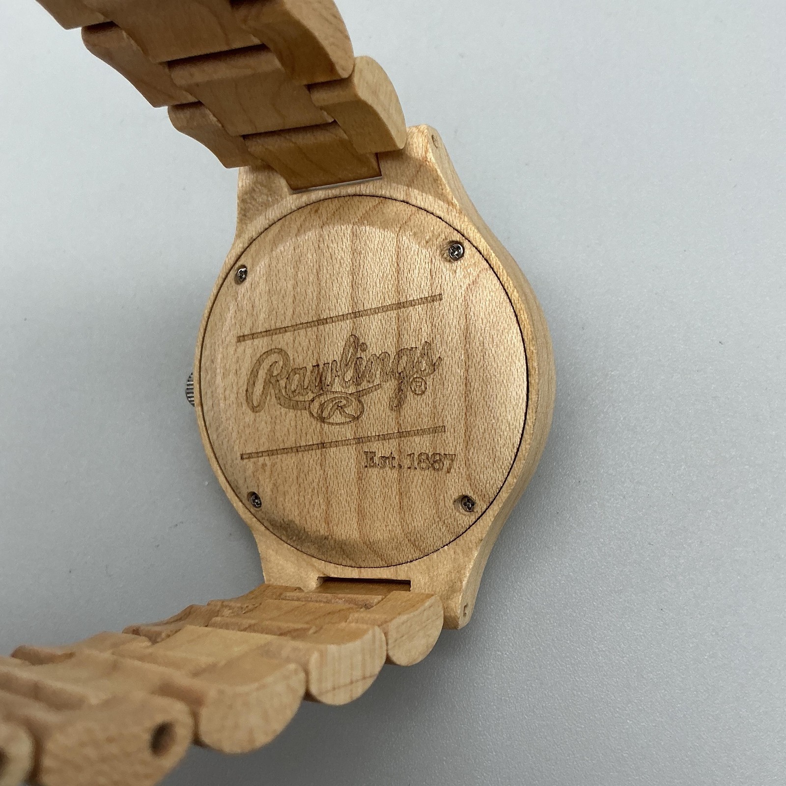 Rawlings Mens Watch 44mm Wood Baseball Boston Red Sox MLB Logo New Battery 9″
