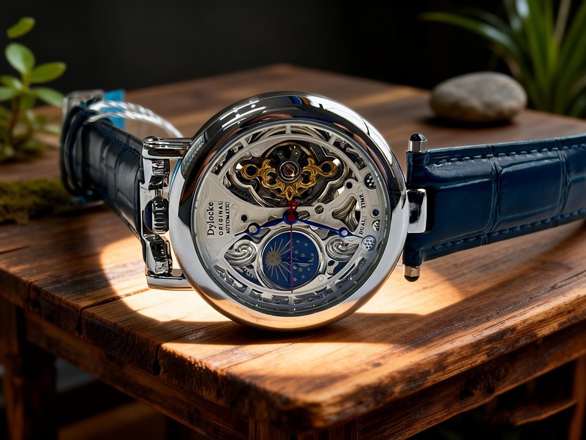 luxury Mens Skeleton Dial Automatic Mechanical Watch Alloy Self-winding Gift