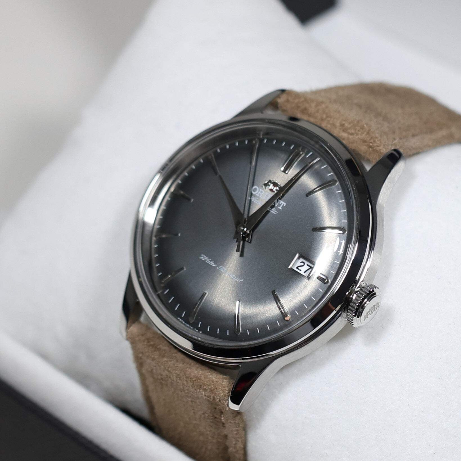 Orient Bambino Gray Dial Beige Leather Strap Men’s Classic Watch RA-AC0M13N30B