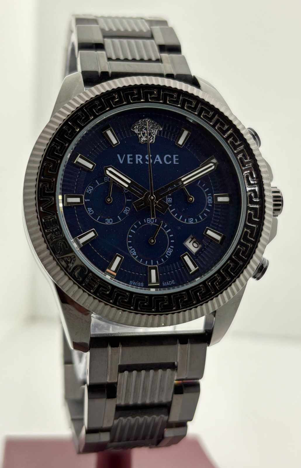 Refurbished Versace Greca Action Chrono Quartz Blue Dial Sub-Sec/Date Wristwatch