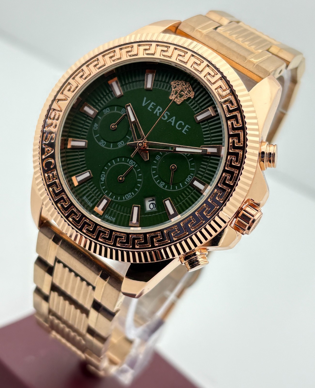 Refurbished Versace Greca Action Chrono Quartz Green Dial Rose Gold-Plated Watch