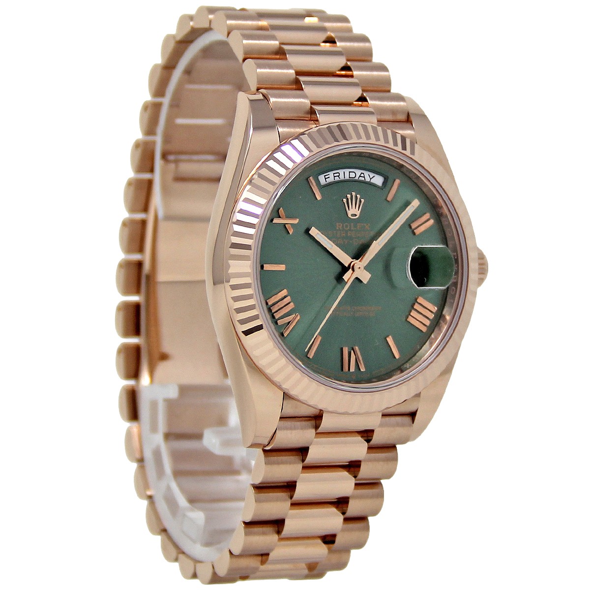 Rolex New Day-Date 40mm Rose Gold Green 228235 *FACTORY WARRANTY 2021* #RL261.21