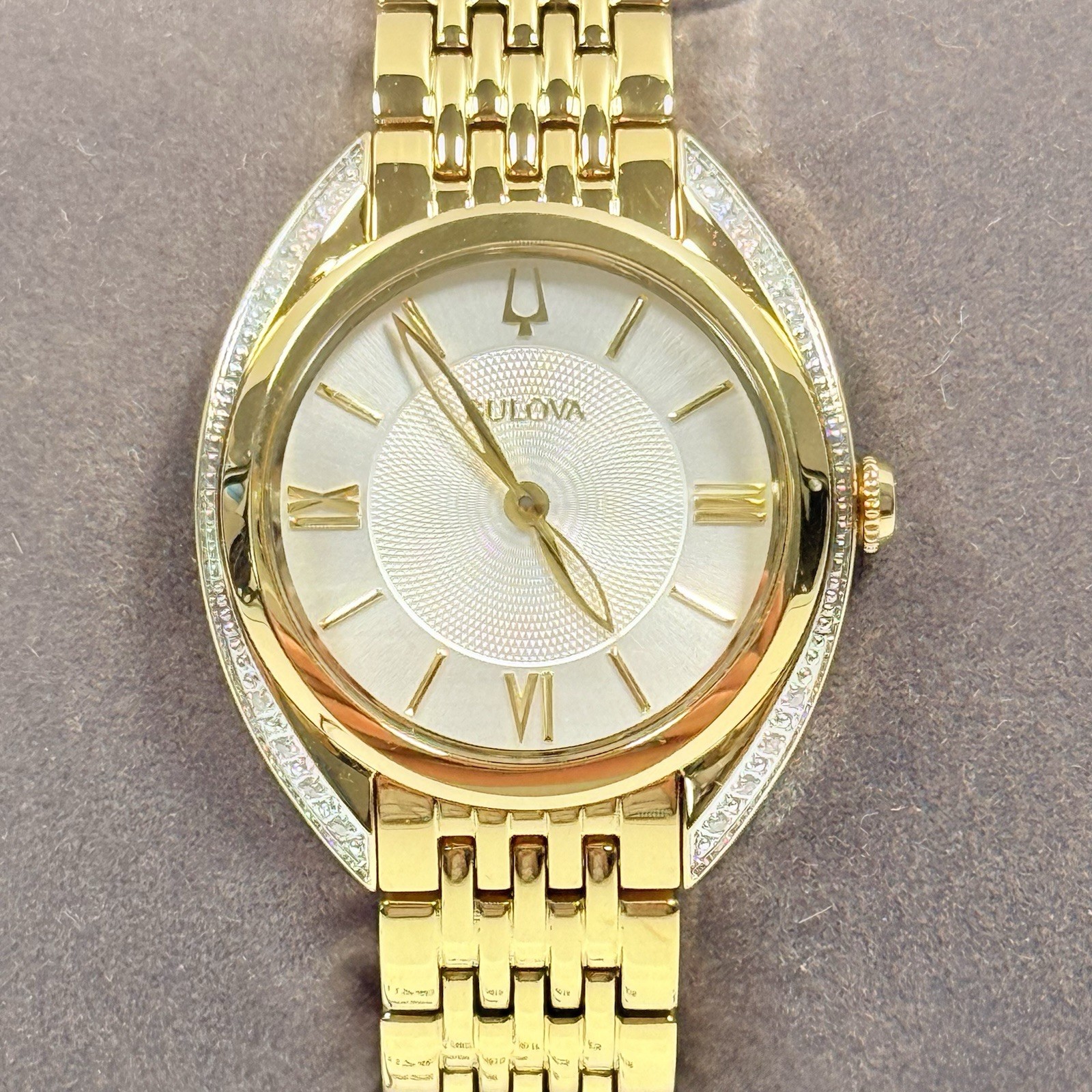 Bulova Classic 98R298 Diamond Accent White Dial Gold Stainless Women’s Watch