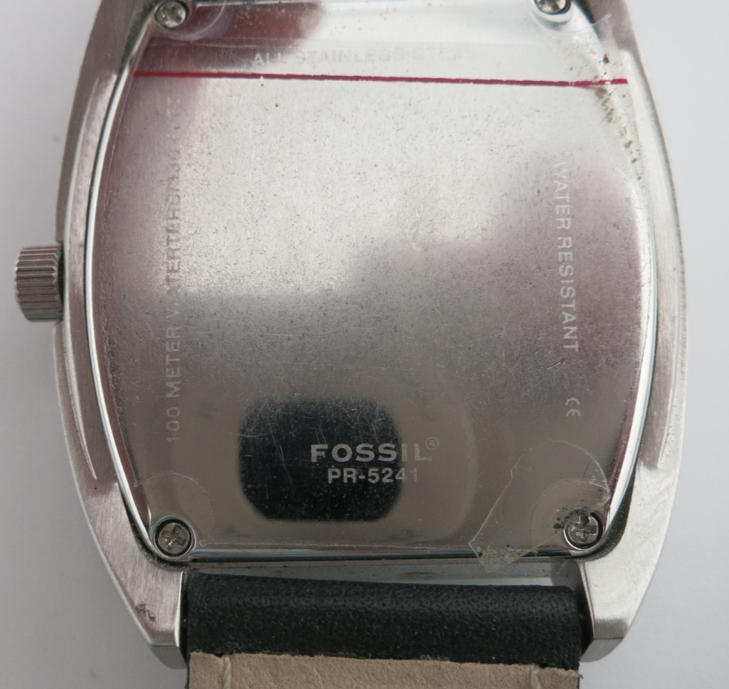 Fossil Steel and Black Leather Analog Quartz Watch – PR-5241 – New Battery