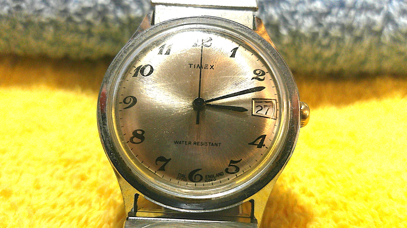 Vintage Timex Marlin Watch Mens 37mm Date Stretch Band Manual Wind 27710-10580