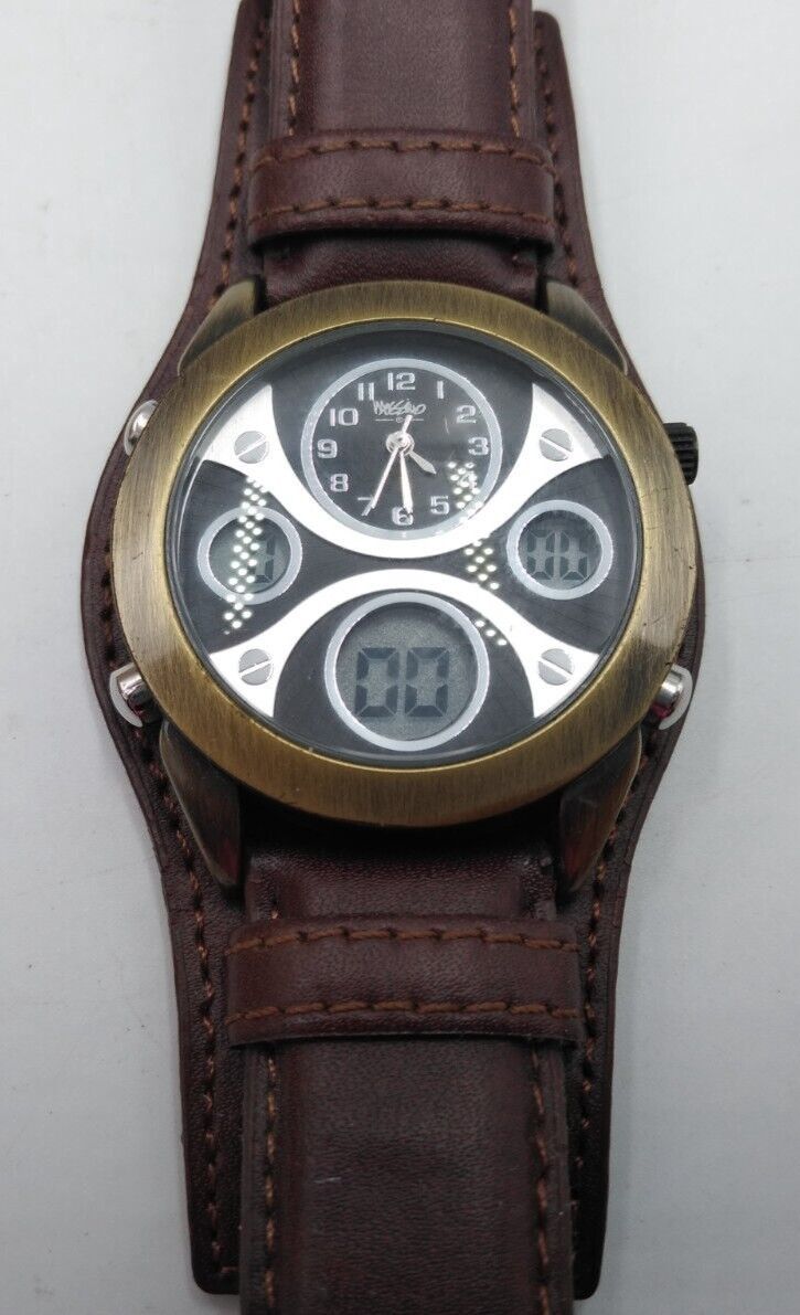 GOR Mossimo MM90070 Men’s Retro Brown Genuine Leather Watch Digital & Analog