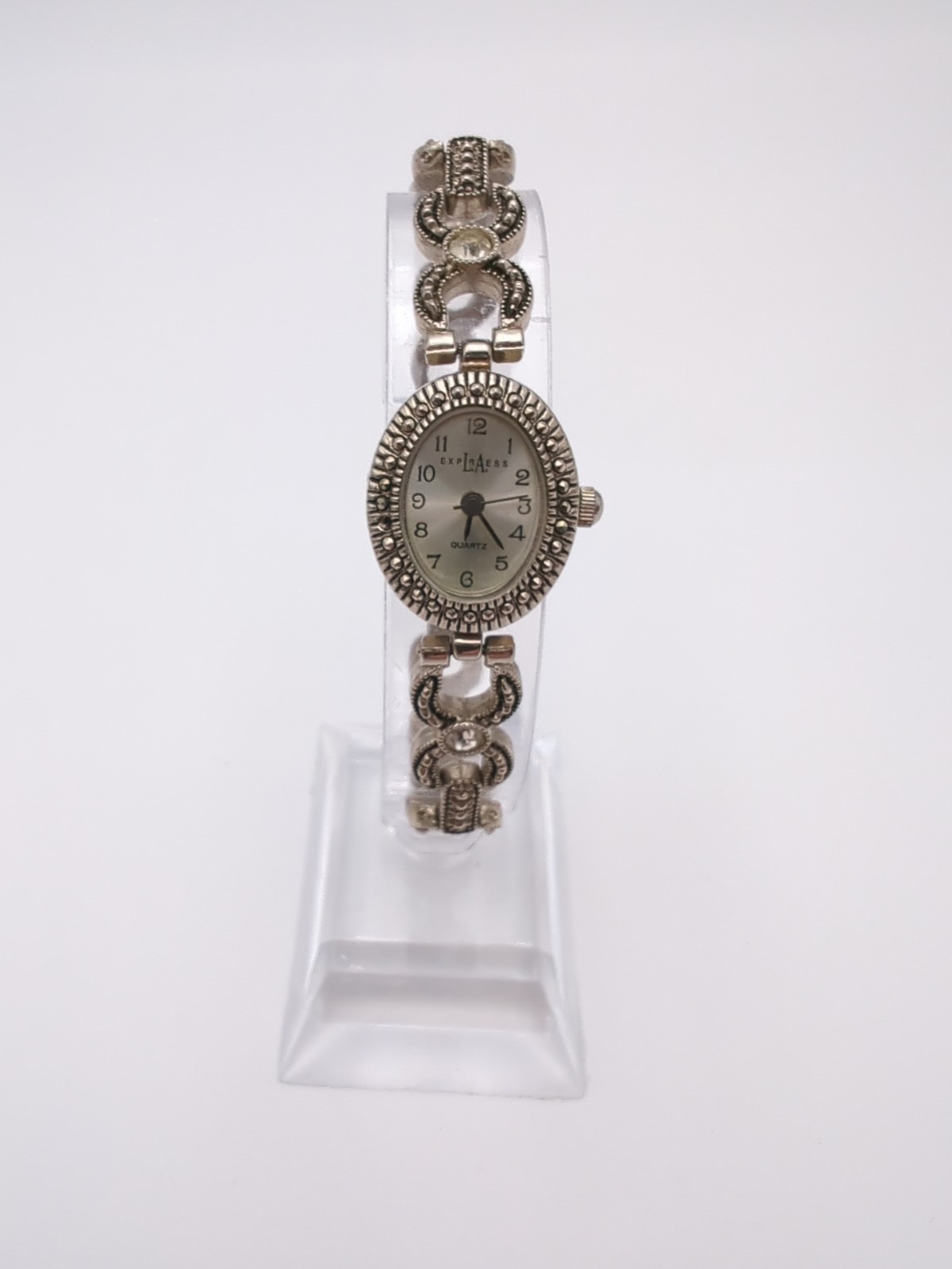 Ladies Quartz Watch Marcasite 23mm Oval Dial New Battery Works La Express