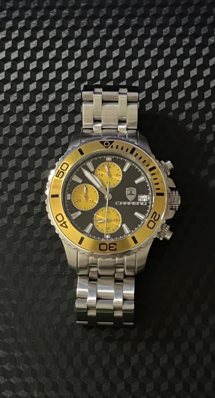 Carrero Men’s Chronograph Quartz Stainless Steel Wristwatch Silver Gold