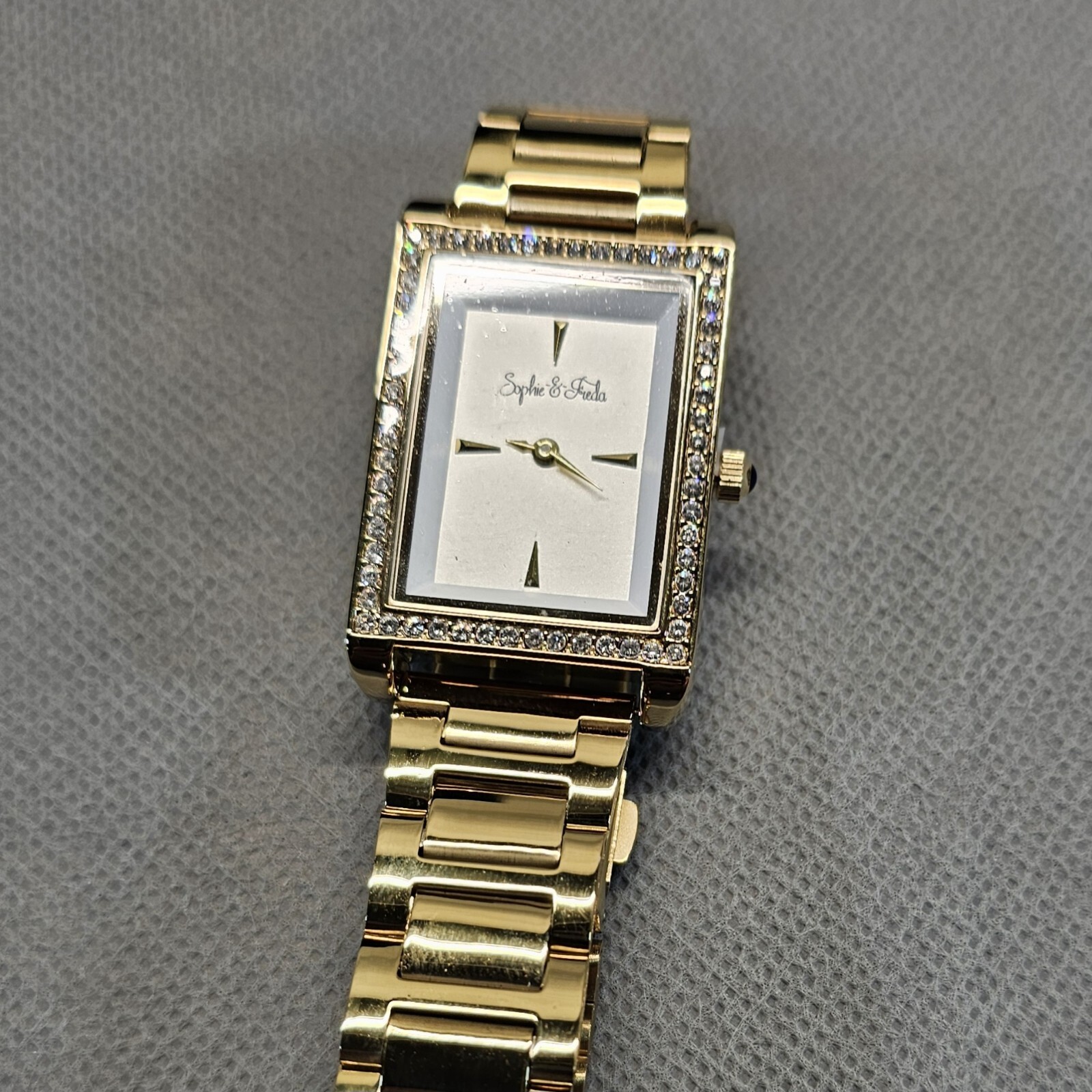 SOPHIE AND FREDA Wilmington Quartz w/Swarovski Crystals Silver Dial Ladies Watch
