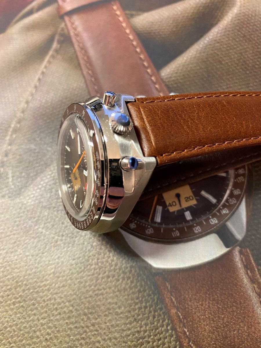 RED STAR Bull Head SEAGULL ST1901 Chronograph Watch 42mm 50M 316L C3 Swan Neck