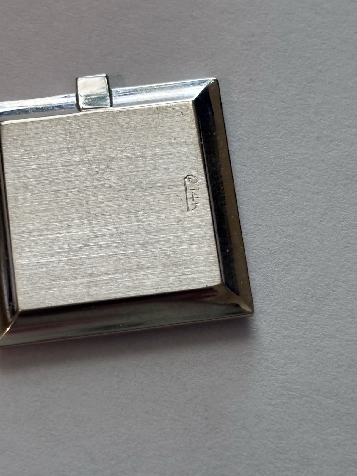 14k White Gold Germinal Voltaire Swiss 17J Square Manual Wind Mens Watch 7.5 GR