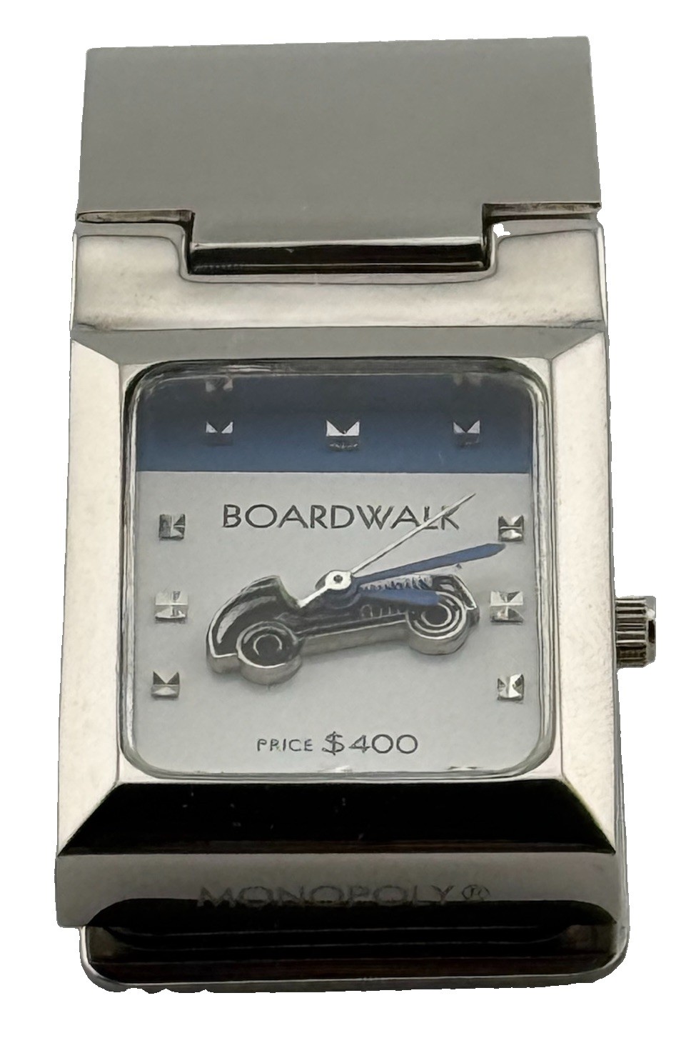Vintage 2005 Colibri Monopoly Boardwalk Hinged Money Clip Watch Hasbro Japan Mvt