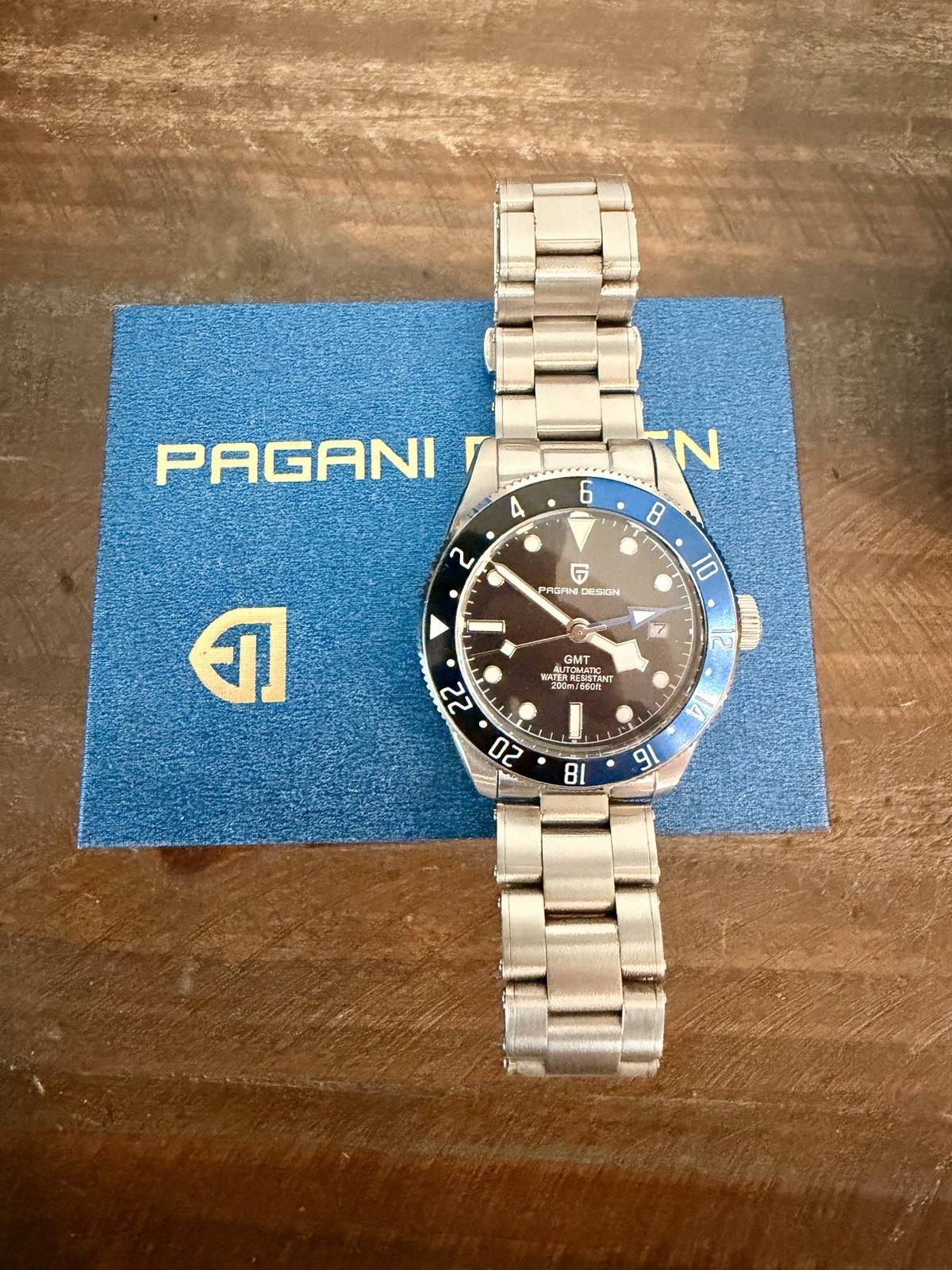 Pagani Design PD-1706 Men’s Watch Black/Blue Bezel, GMT, USA