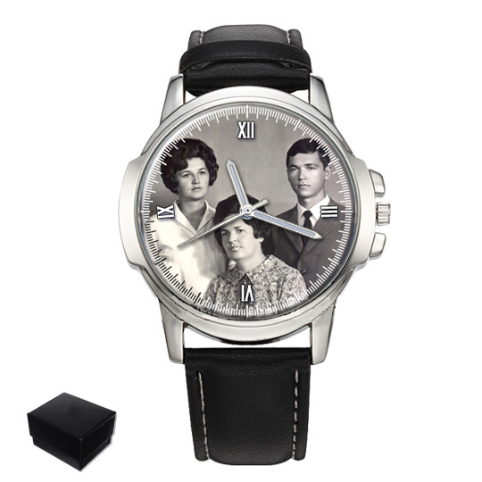 PERSONALISED MENS WRIST WATCH FAMILY FRIENDS PHOTO CHRISTMAS DAY GIFT ENGRAVING
