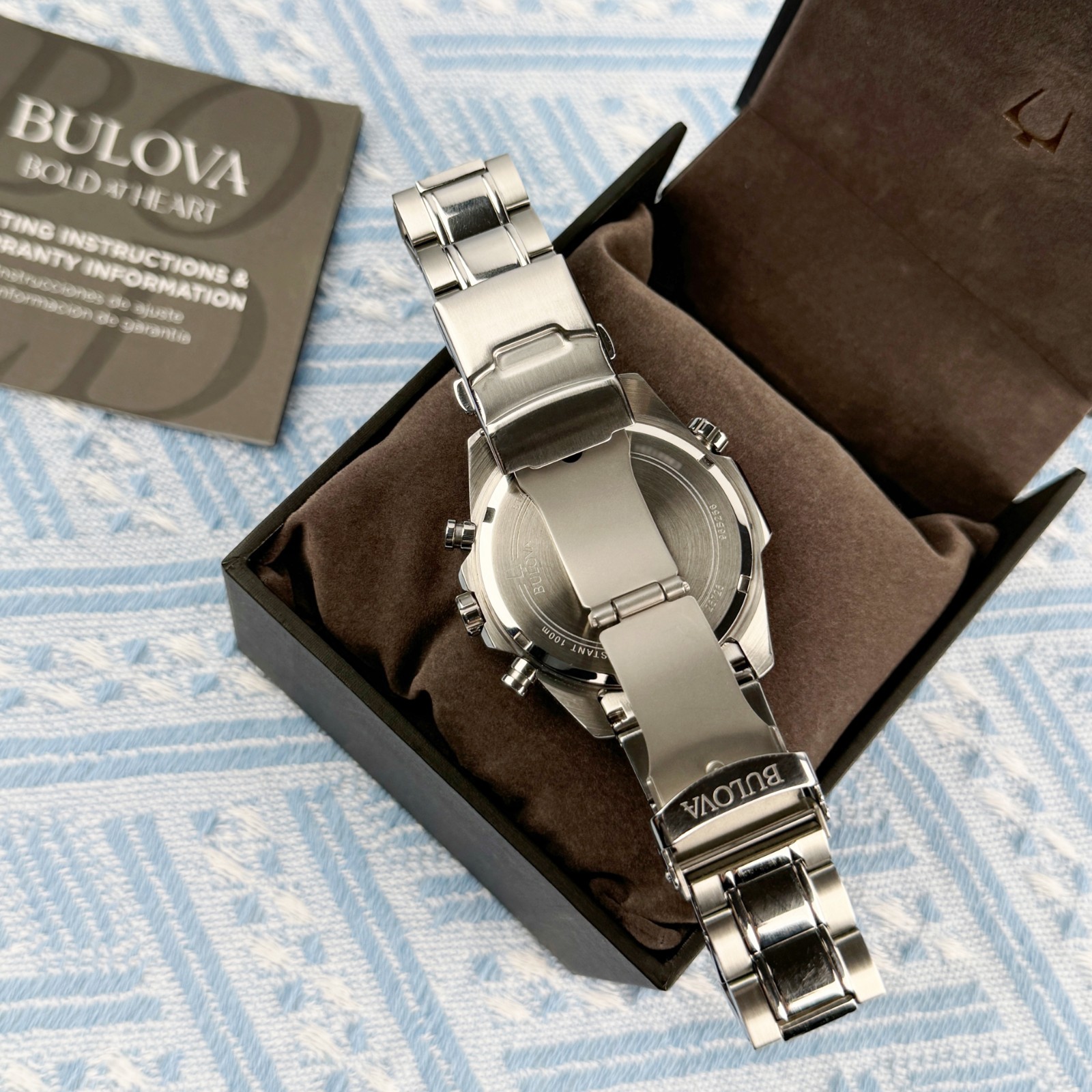 New Bulova Marine Star Chronograph Men’s Watch White Dial 43mm/96B255