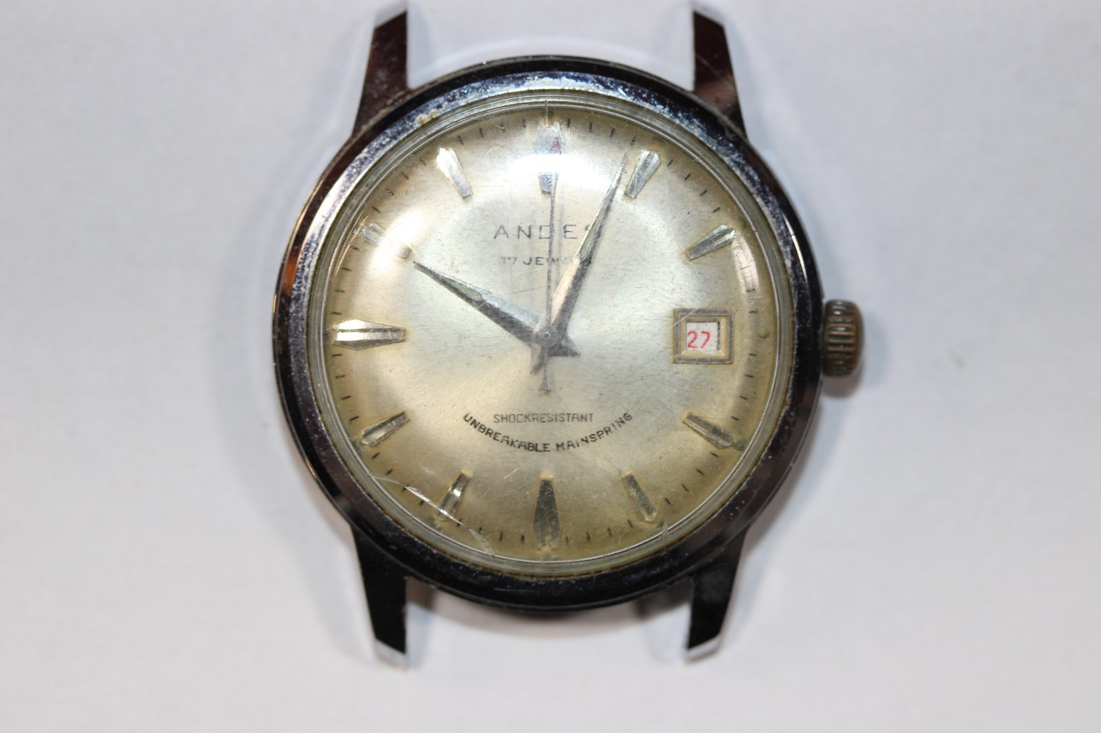 Vintage ANDES 17 Jewel Calendar Mechanical Watch Movement, Running # 0130