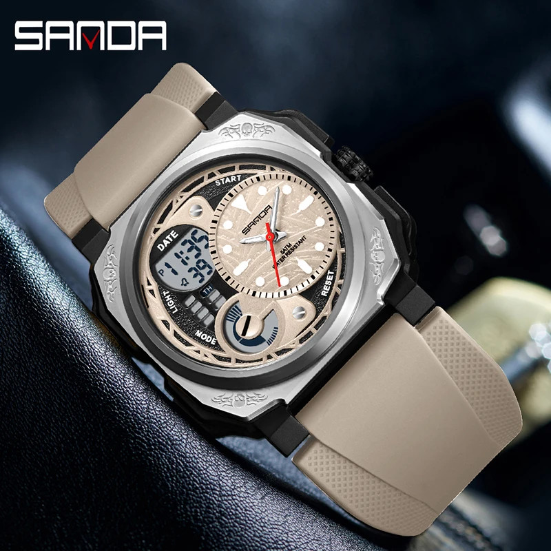 SANDA Fashion Men Electronic Watch Waterproof Shockproof Sports Luminous Calenda