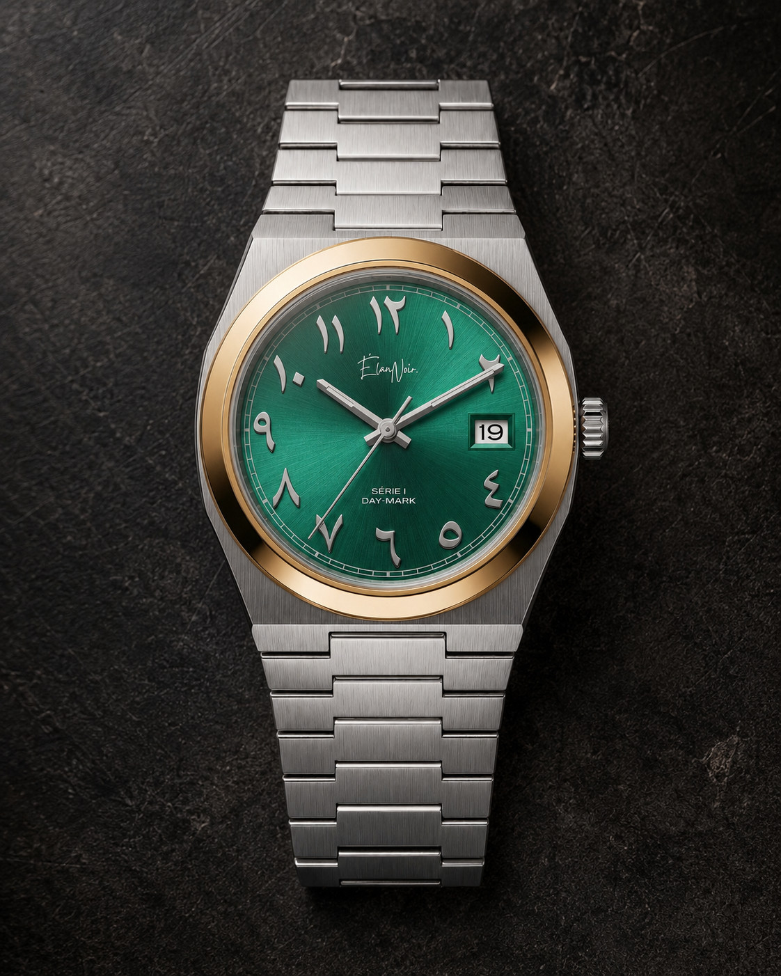 Élan Noir Série I Silver/Emerald 36mm AutomaticNH35 Sapphire Crystal Steel Watch