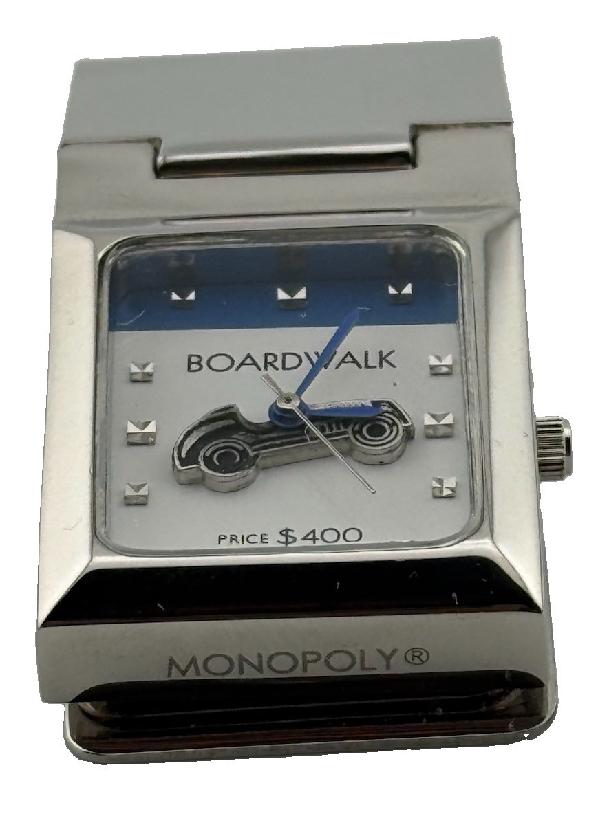 Vintage 2005 Colibri Monopoly Boardwalk Hinged Money Clip Watch Hasbro Japan Mvt