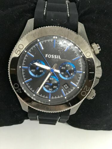 Fossil CH2869 Retro Traveler Chronograph Men’s Black Silicone Analog Watch Bb818