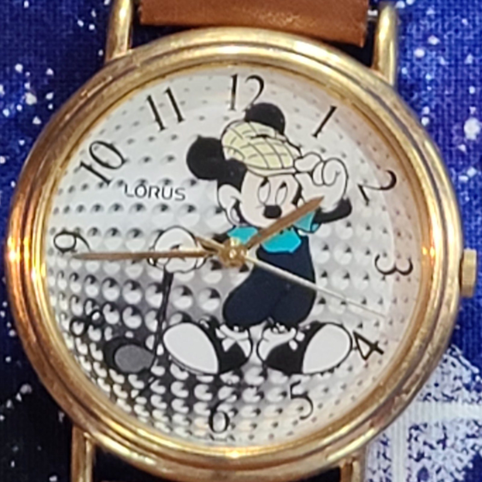 Vtg Lorus Disney Mickey Mouse Golf Watch Textured Leather Ready To Wear | Video