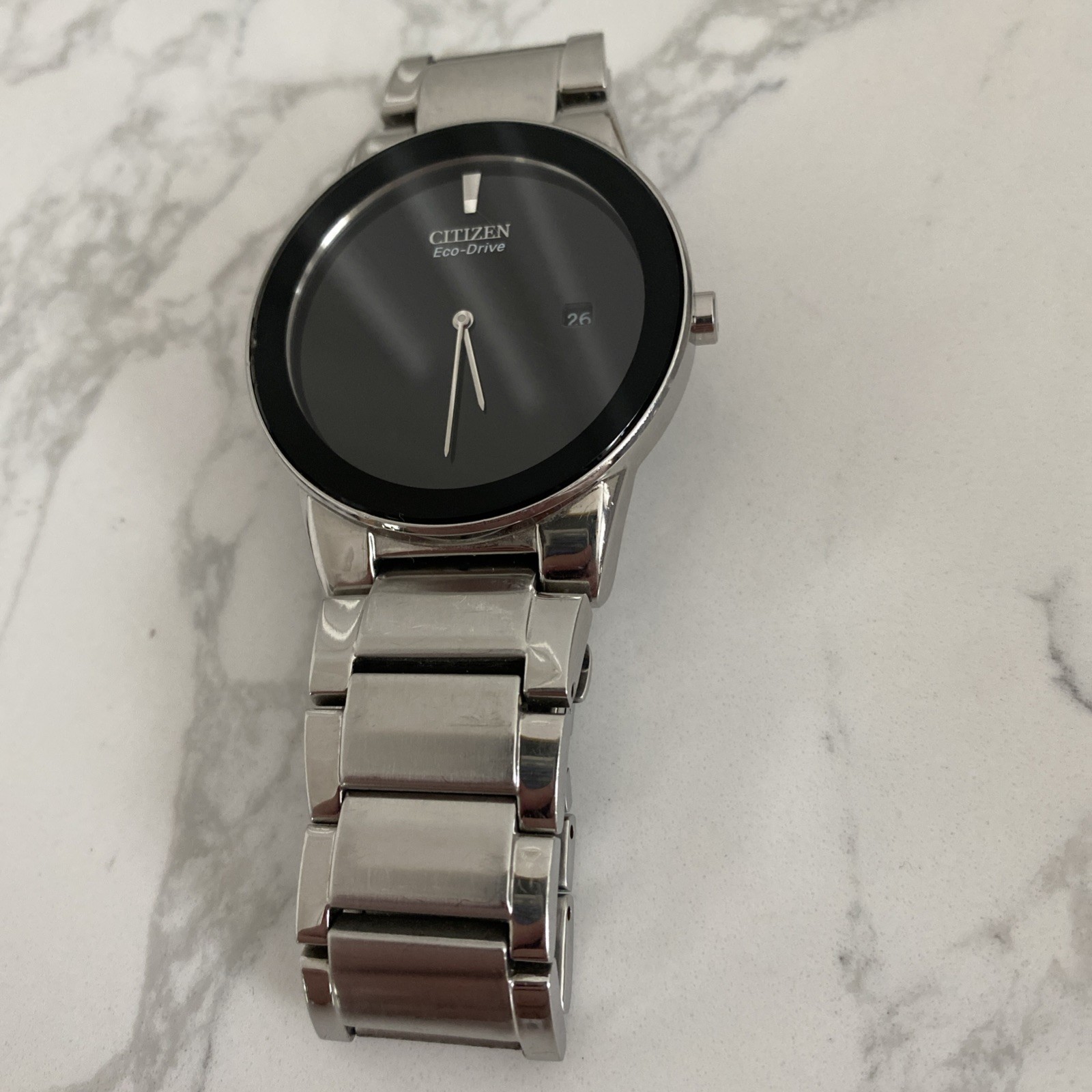 Citizen Axiom AU1060-51E Eco drive Stainless Silver tone Modern Sleek Watch