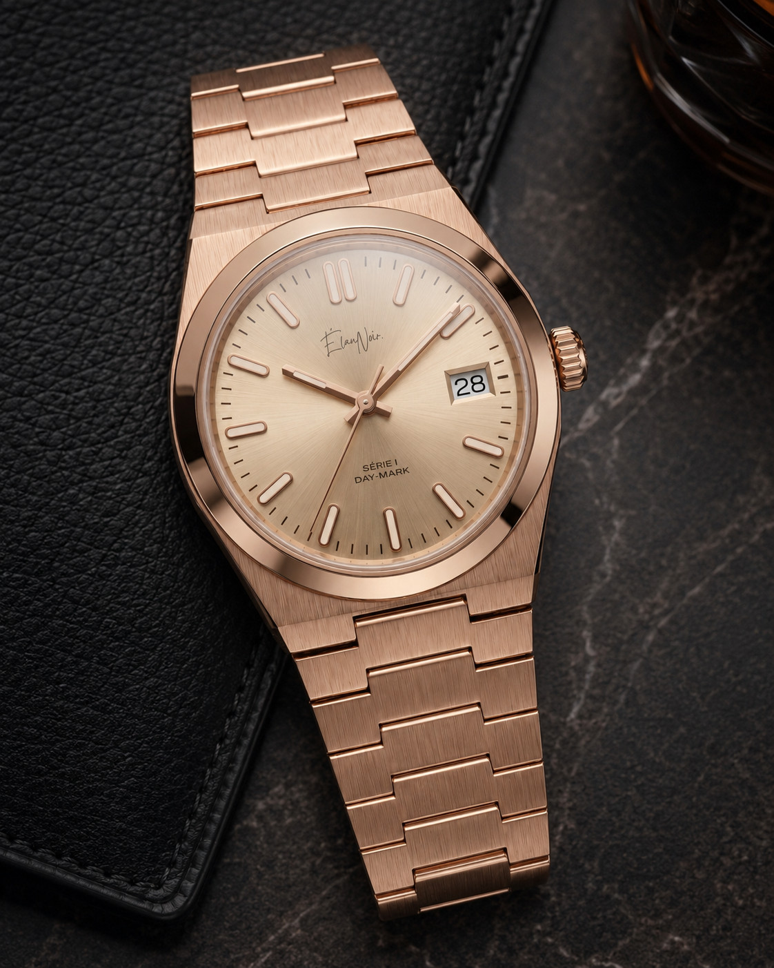 Élan Noir Série I Rose/Champagne 36mm Automatic NH35 SapphireCrystal Steel Watch