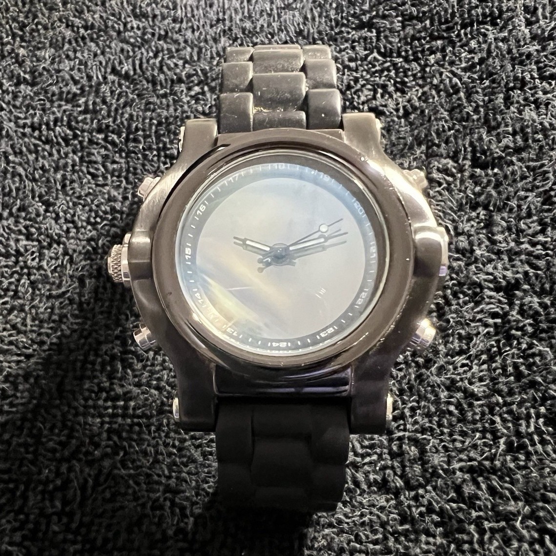 Renato Collezioni Unisex Quartz 10 ATM 50mm Black Dial Rubber Strap
