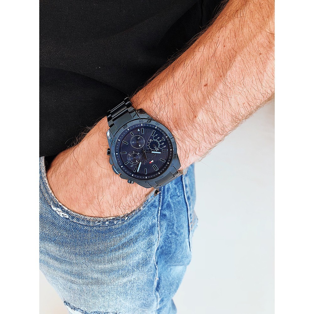 Tommy Hilfiger Decker 1791560 Blue Ion Plated Day Date SS Steel Men’s Watch