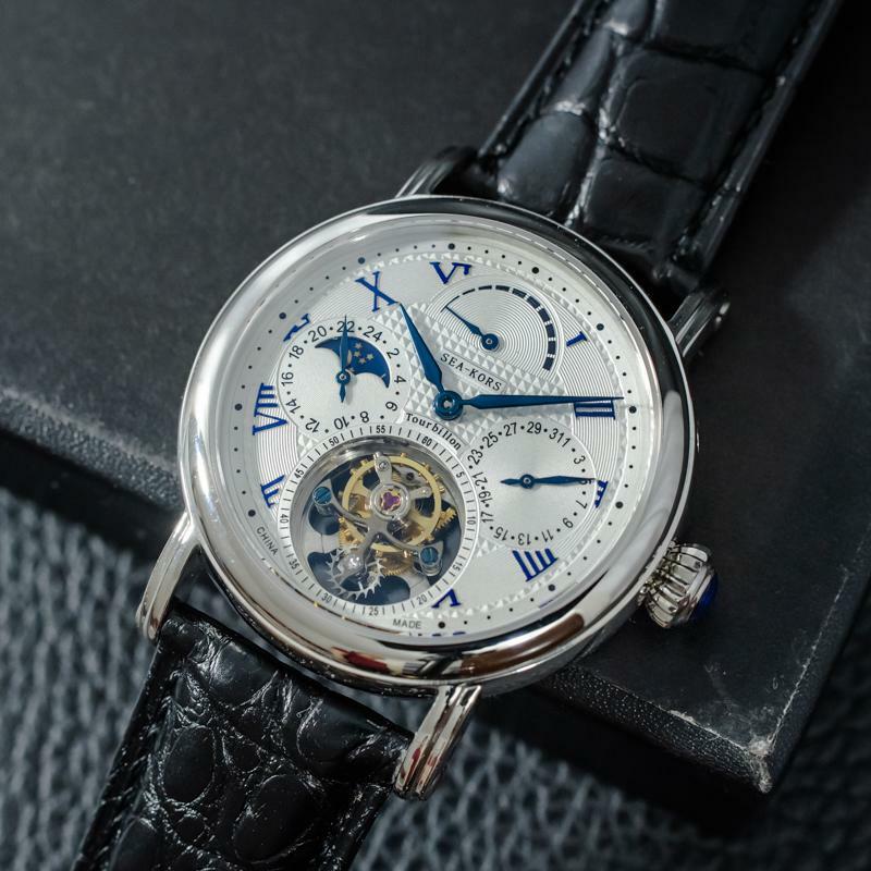 Sugess Seakors Genuine Tourbillon Seagull ST8007 Mechanical Mens Watch SE8007SW