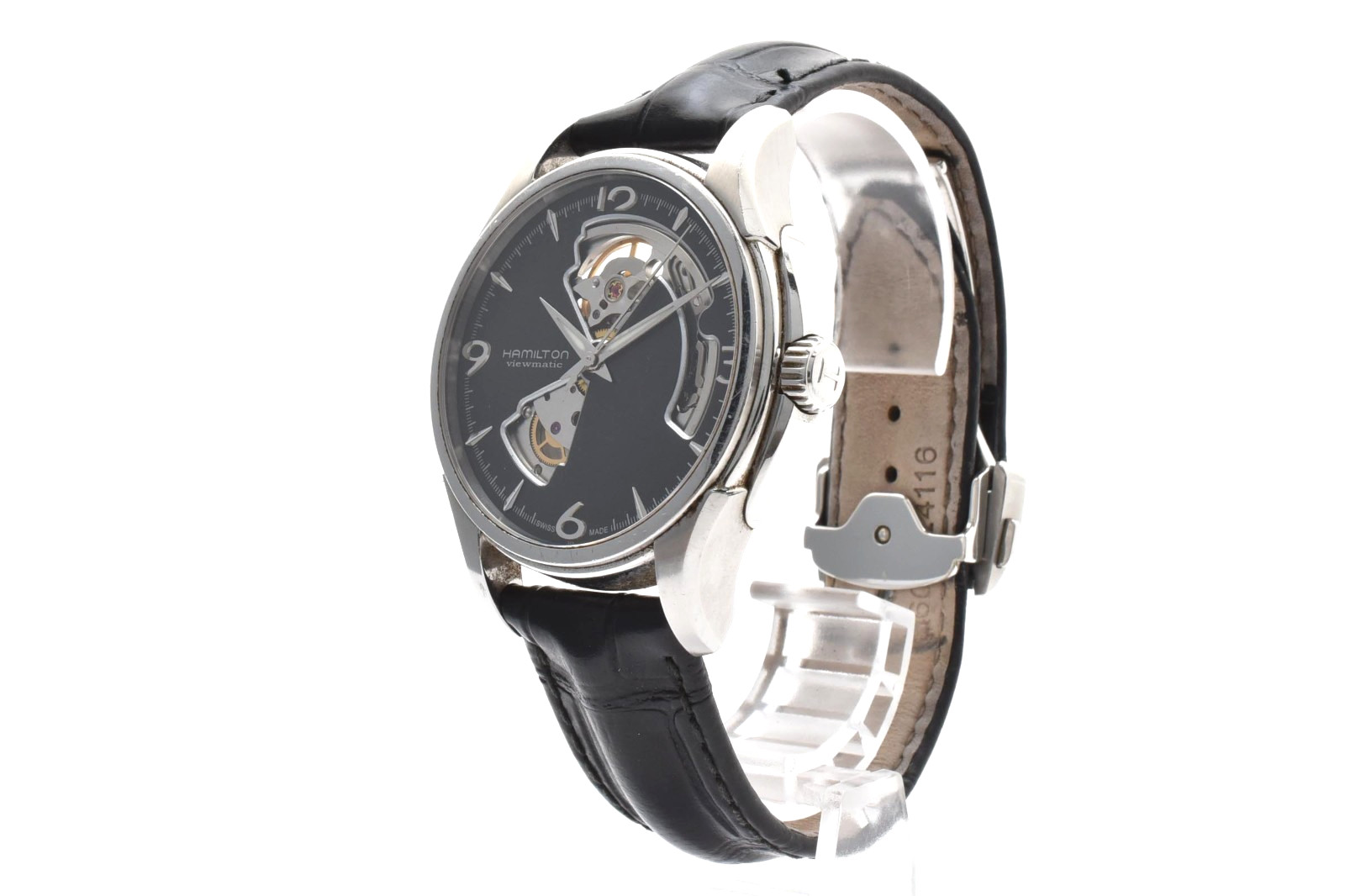 Hamilton Jazzmaster H325650 Men’s Wristwatch Black Dial Leather Band Japan