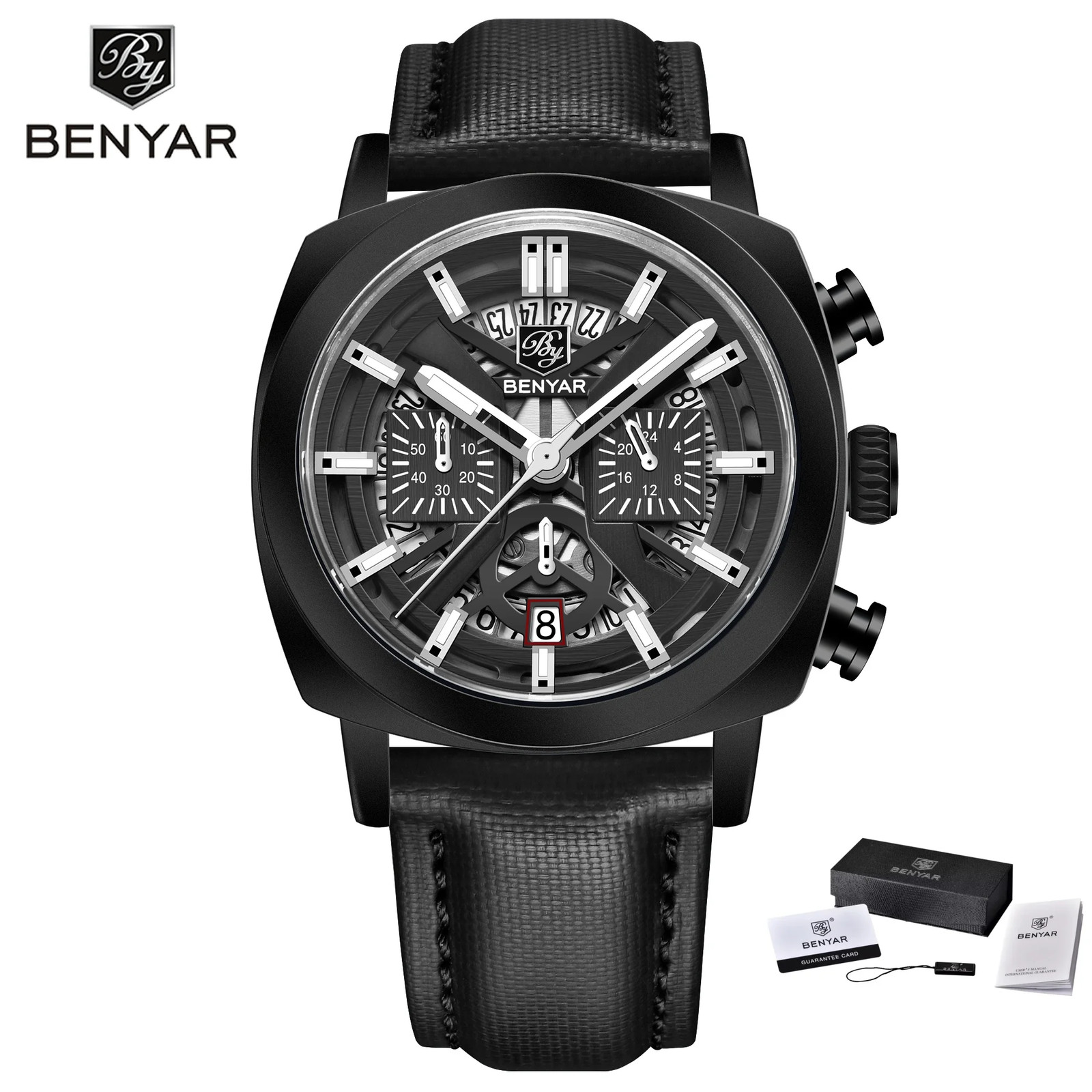 BENYAR 43MM Chronograph Quartz Men’s Watch 50M Luminous AR Crystal