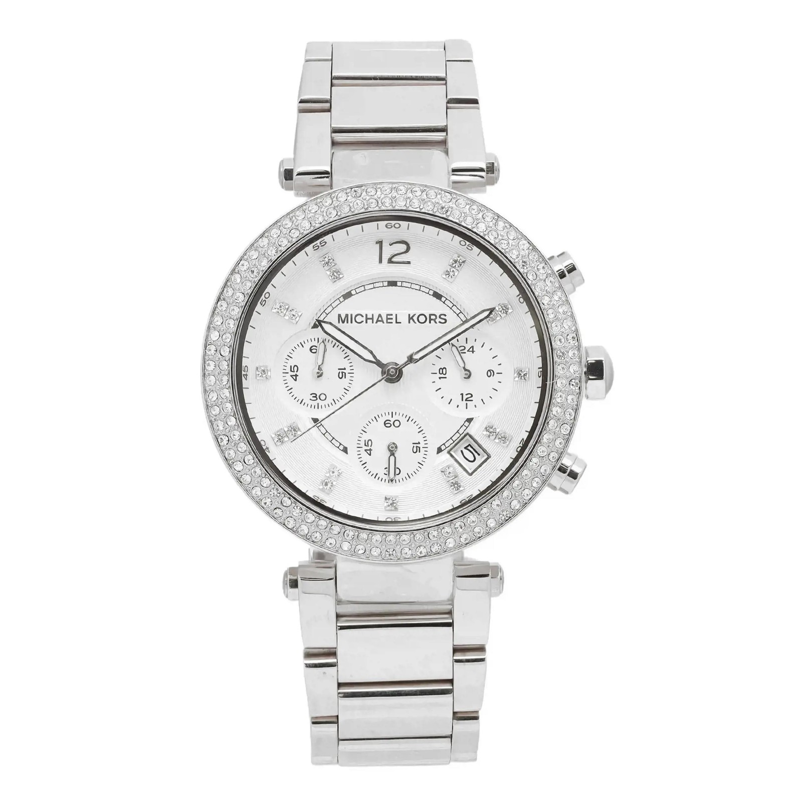 Michael Kors Parker 39mm Steel Silver Dial Crystals Quartz Ladies Watch MK5353