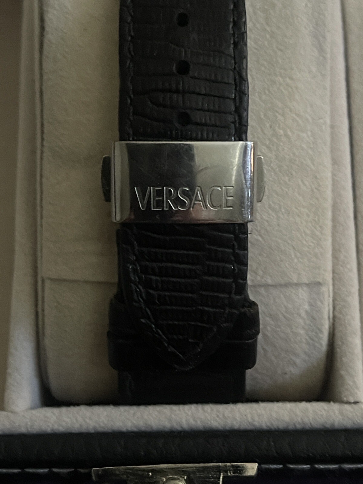 Versace Landmark Tank Original Lizzard Band Rare Classic Chronograph Watch