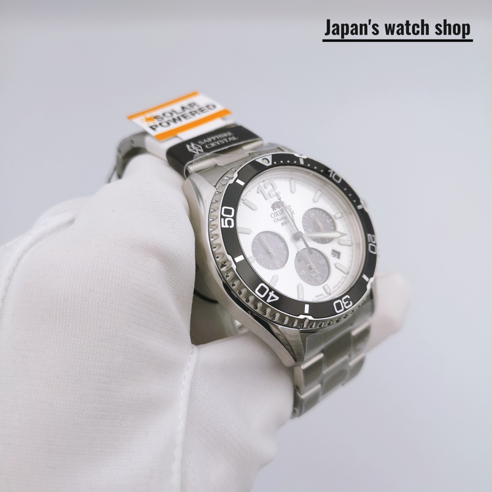 ORIENT Mako RN-TX0203S White Panda Solar Chronograph Men’s Watch New in Box