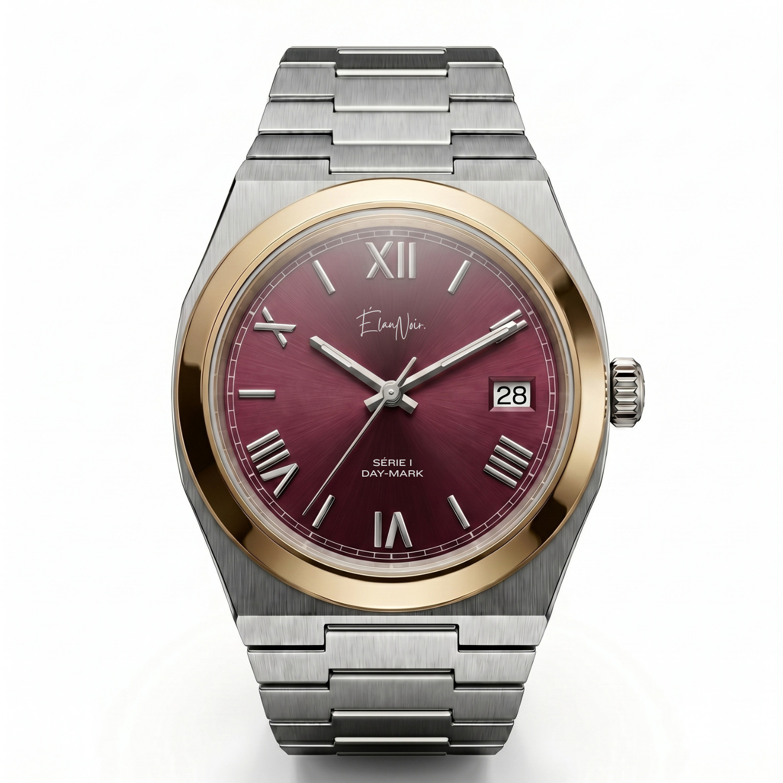 Élan Noir Série I Maroon/Gold 36mm AutomaticNH35 Sapphire Crystal Steel Watch